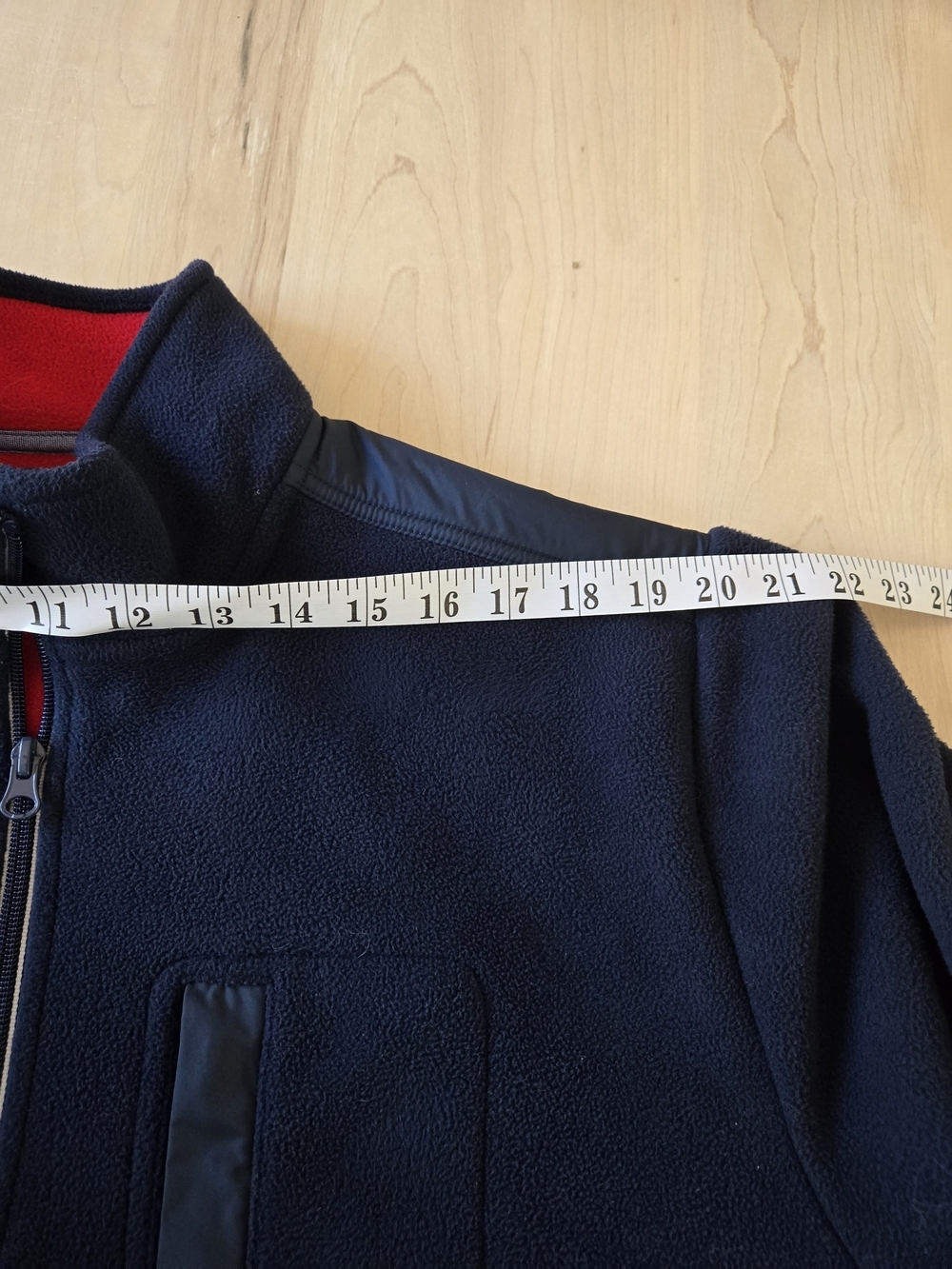 Brooks Brothers Navy Quarter-Zip Fleece with Red Inner Collar - Picture 6 of 8